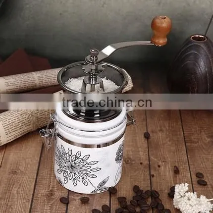 ceramic container, ceramic burr manual coffee grinder, coffee mill