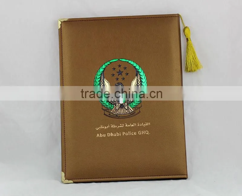 Customized logo A4 size certificate holder/genuine leather certificate folder/pu leather certificate portfolio