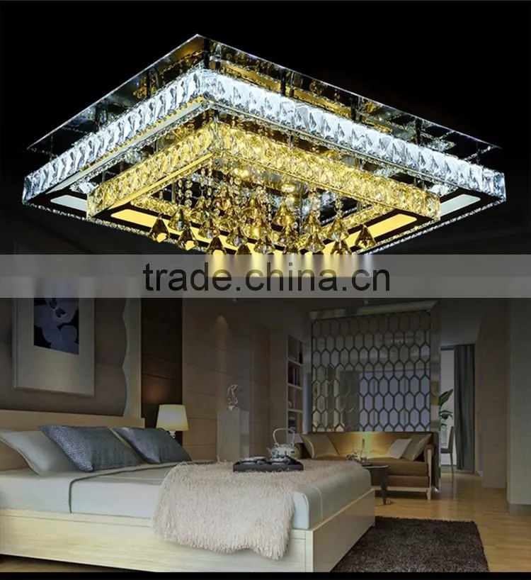 Modern Crystal Ceiling Lights K9 Crystal Steel Body Square Modern Crystal Chandelier