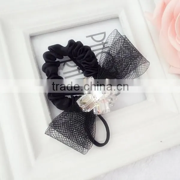 gauze jeweled rhinestone bow pearl handmade felt hair band