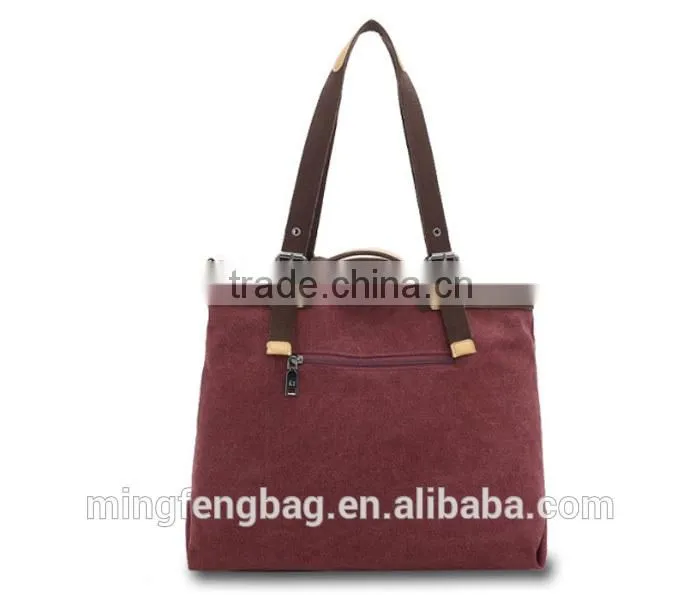 2016 Wholesale Custom lady hand bag Fashionable Tote Canvas Lady Bag