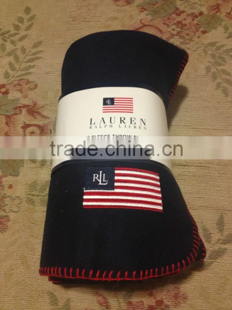 Roll up packaging promotional gifts blanket with embroidery