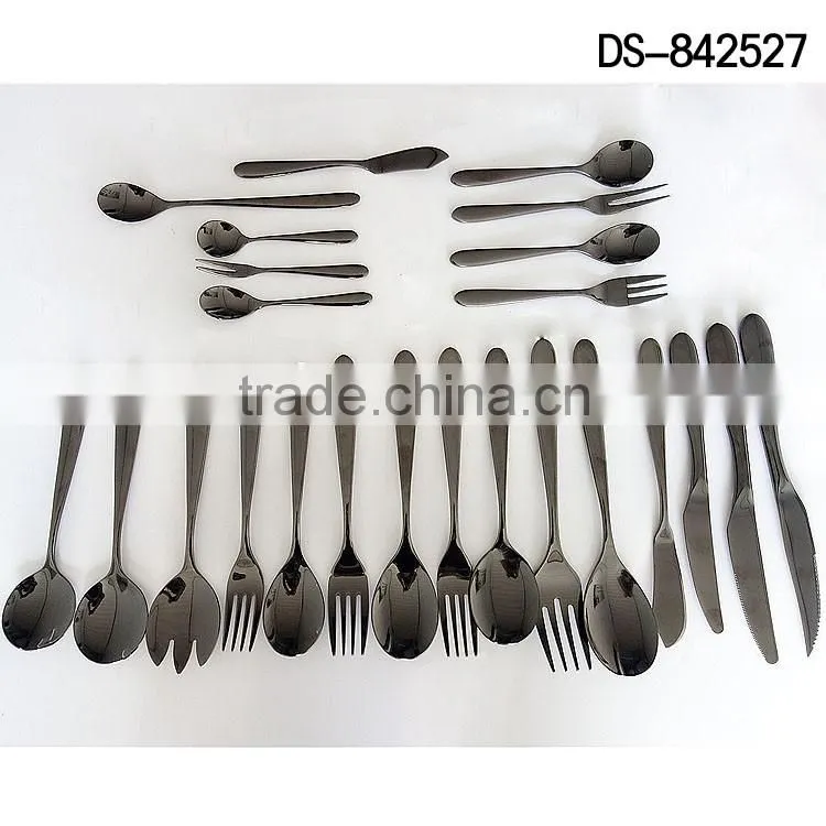 Best sale black titanium design with cloth wheel light cutlery set