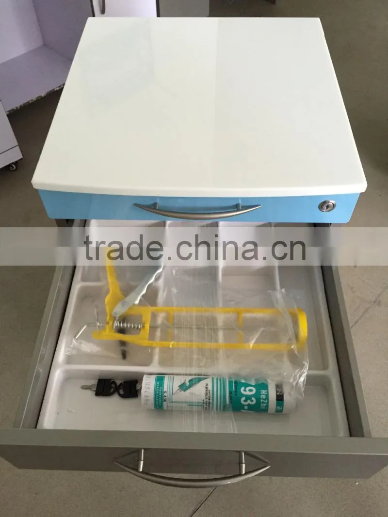 Dental trolley, stainless steel mobile cabinet with ABS trays