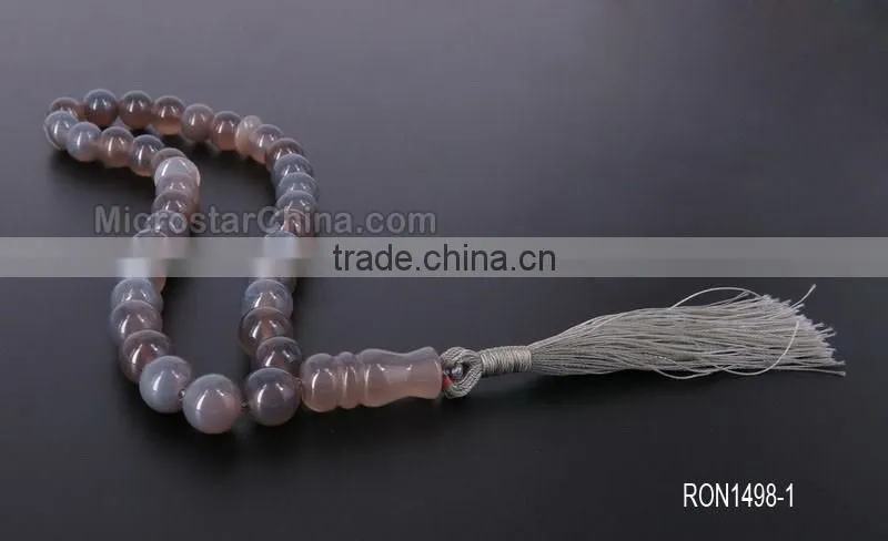 Manufacturing 33 beads of grey agate (12MM) tesbih Islamic masbaha misbaha tasbeeh