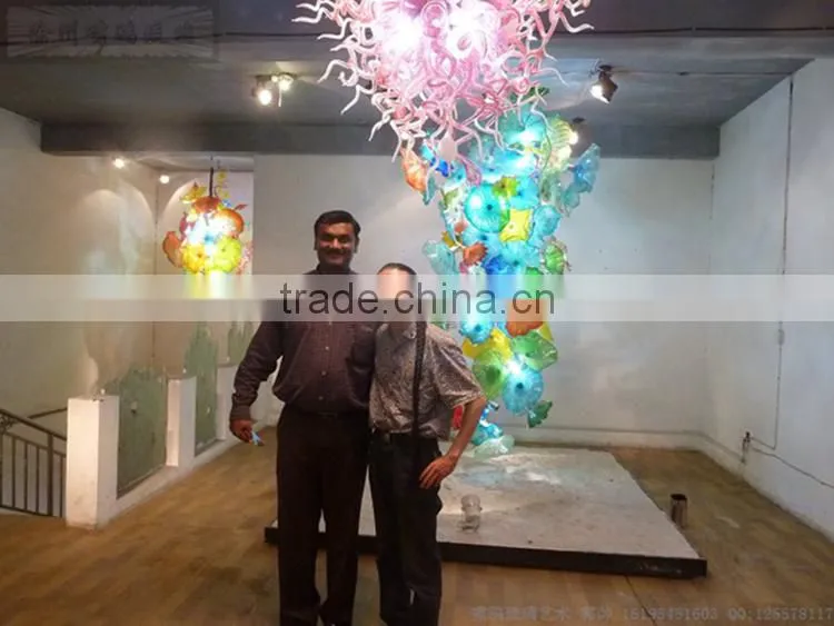 hand blown glass chandelier decoration XO-20150619 Modern glass chandelier from famous Chinese glass artist Mr Ou LianHua