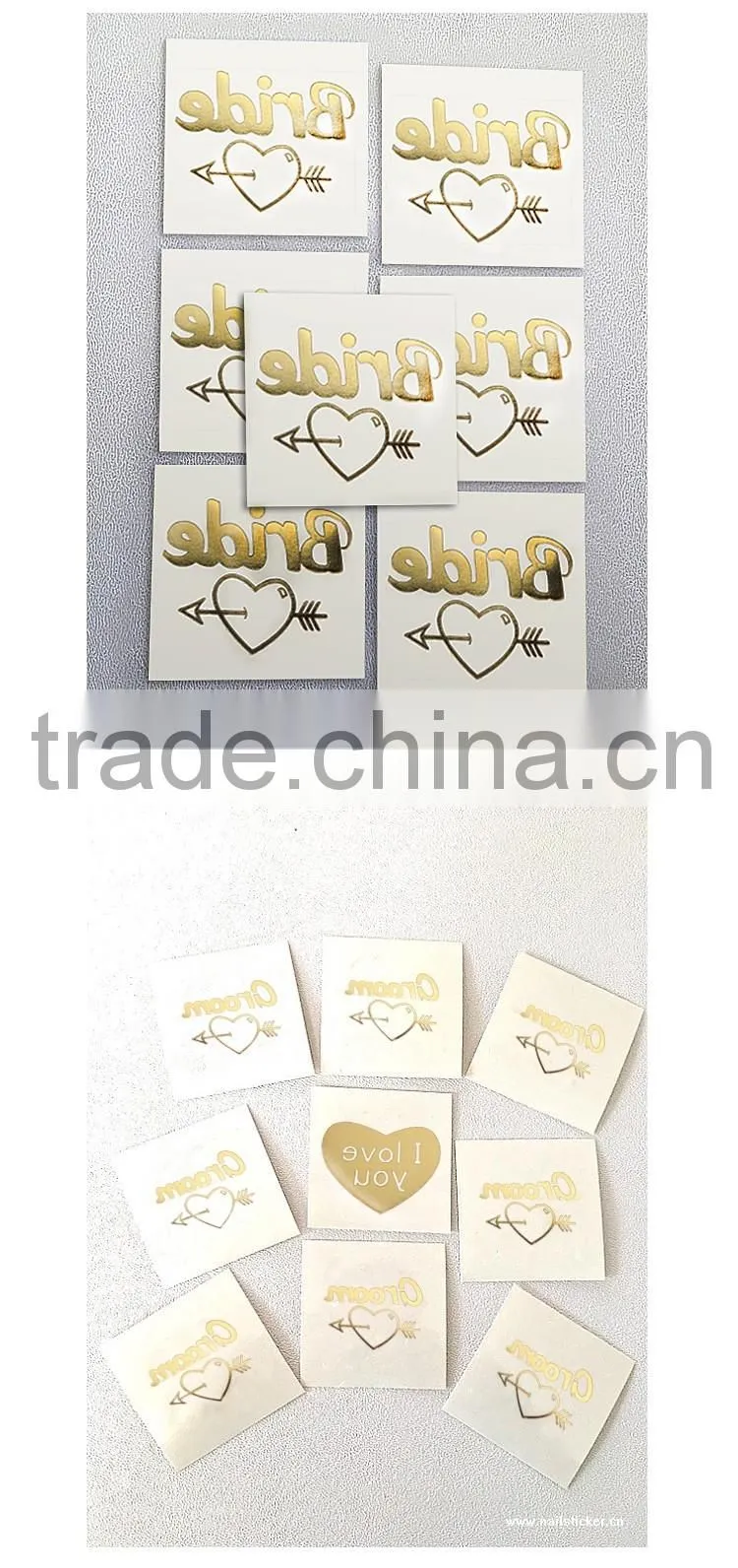 Custom hot sale wedding tattoo team bride gold silver tattoo stickers