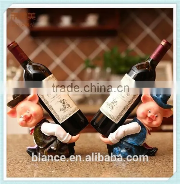 decorative animal resin wine stand pig shape wine bottle holder