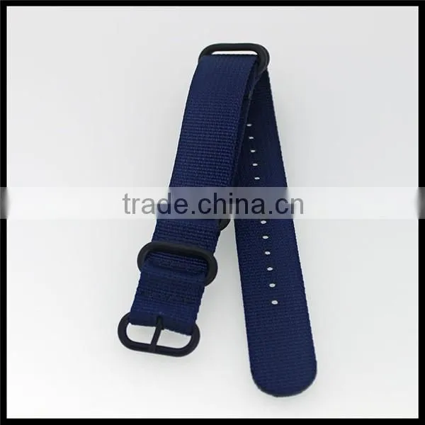 Nylon 1 piece woven zulu 5 rings buckle watch strap