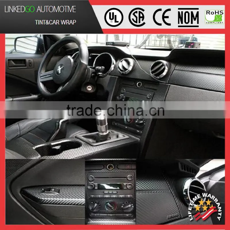 Wholesale fiber vinyl 1.52*30M waterproof black 3d carbon fiber vinyl