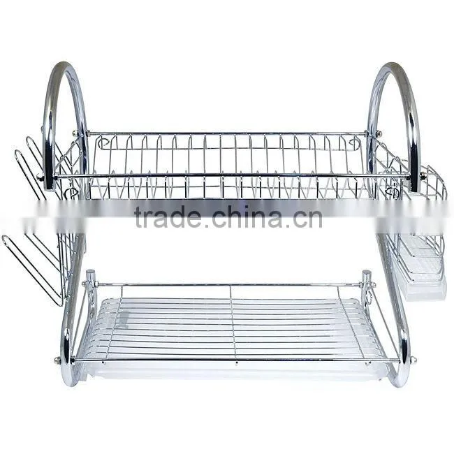 Icegreen Kitchen Use 2-tier Silver Stainless Steel Dish Rack
