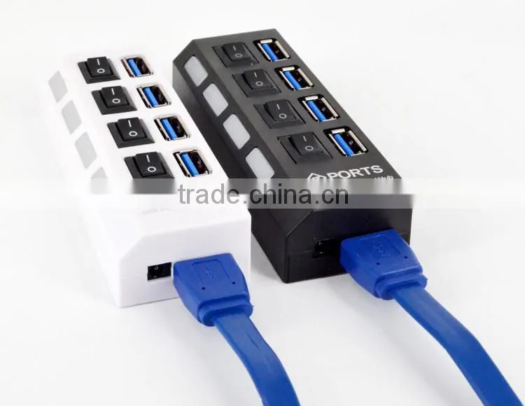 Super Speed usb por hub, 5Gbps 4 port usb 3.0 hub with individual switches and LED Indicators