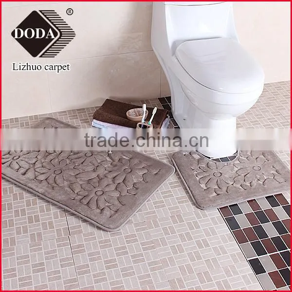microfiber flannel embossed non slip pvc backing contour bath rug