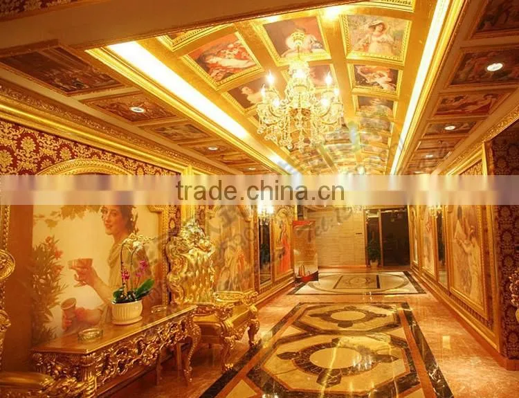 PU lamp panel European chandeliers carved flat bottom disc TV backdrop mural brick carvings Wholesale decorative plates