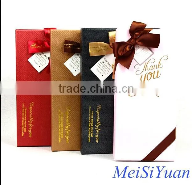 Custom chocolate packing ribbon bow with elastic loop pre-made bow for baking decoration