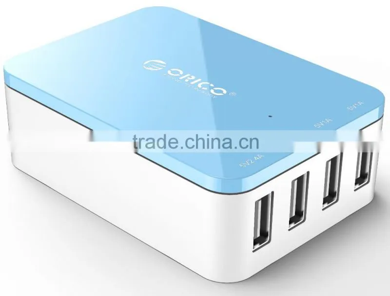 csa-4u 2015 Hot Selling White Light Power Adapter 4 Port USB 2 Round Plug wall charger for Moible