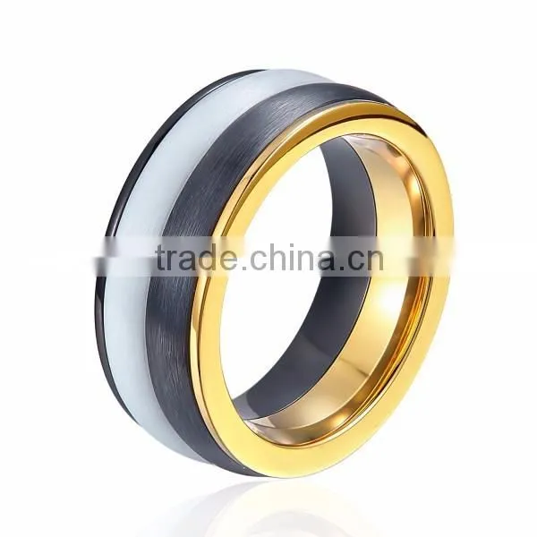 Anniversary, Christmas Gift, New Design Tungsten And Ceramic Combined Ring