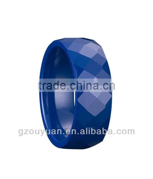 Blue Faceted Ceramic Ring
