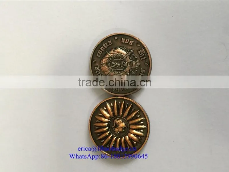 high quality customize metal coin/antique silver/antique bronze coin with eagle logo in any size