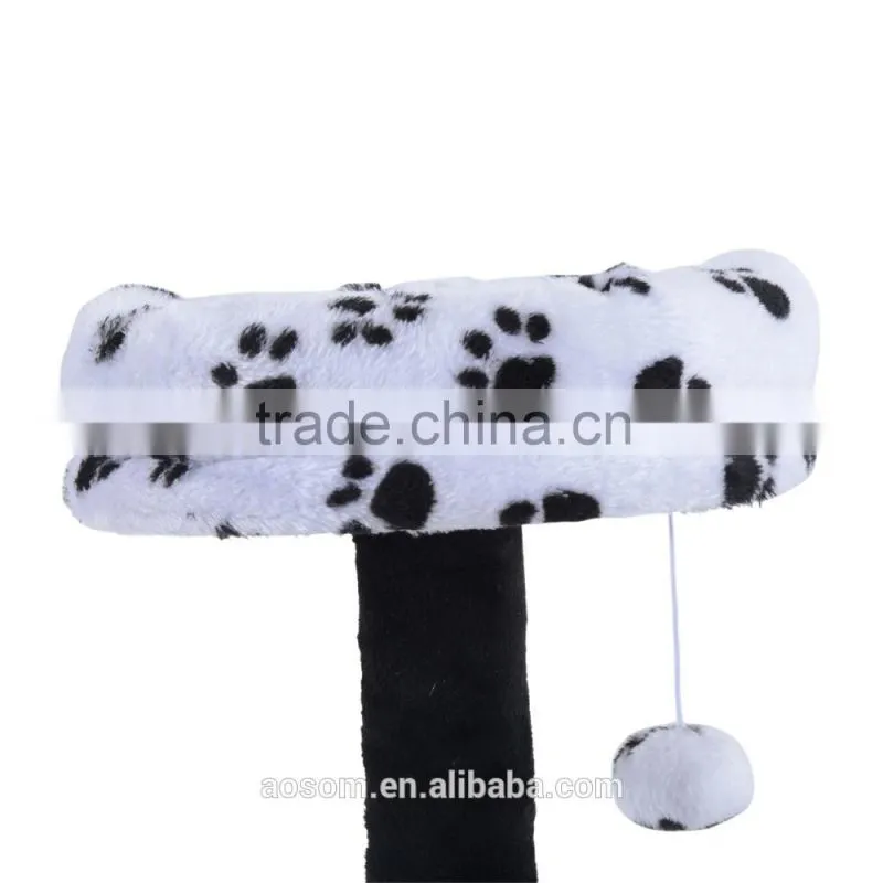 PawHut 60" Multilevel Cat Tree Condo - Beige/Brown Dots