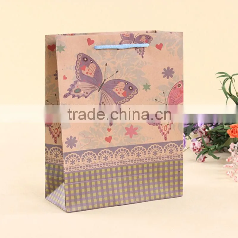 Kraft paper lawn and leaf bags with ribbon handle