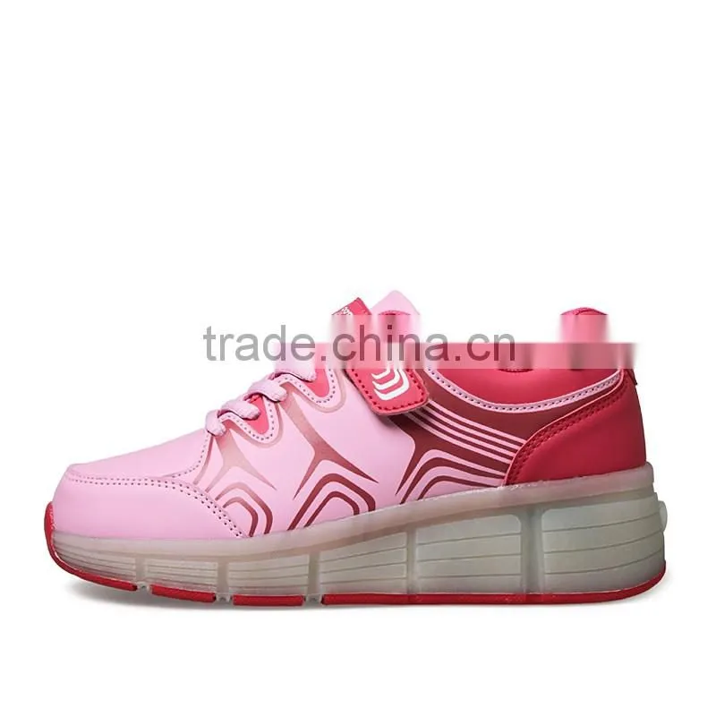 High quality roller skates USB charge led light children running sports shoes