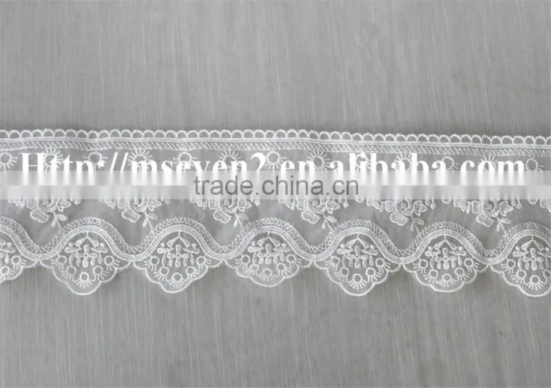 good price 9cm natural tulle polyester lace fabric for sale