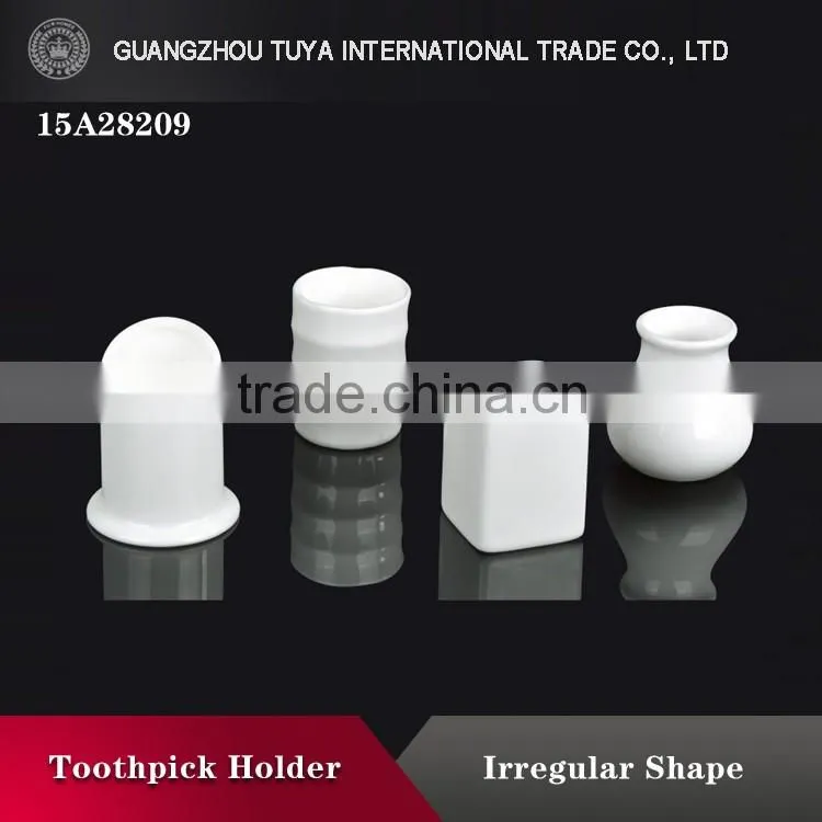 Unique customer can customize logo white ceramic toothpick holder
