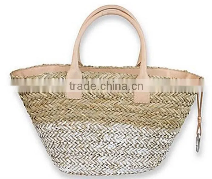 Handmade PP straw shopping bag fashion straw woven basket