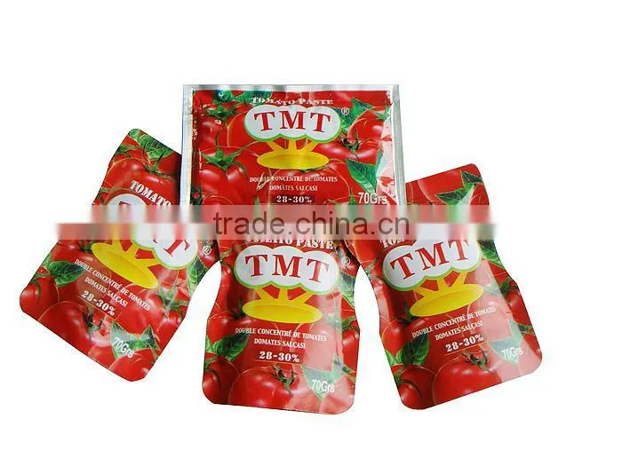 70g stand sachet tomato paste double concentrated 22-24%