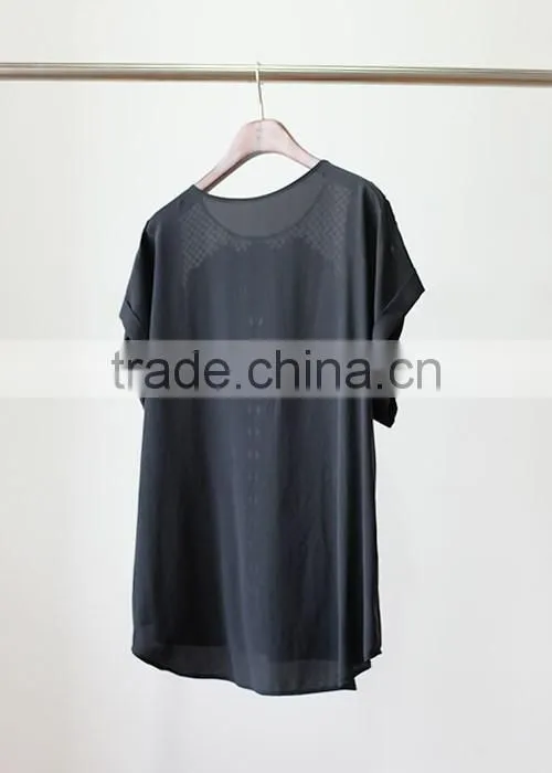 Lady fashion silk blouse with embroidery