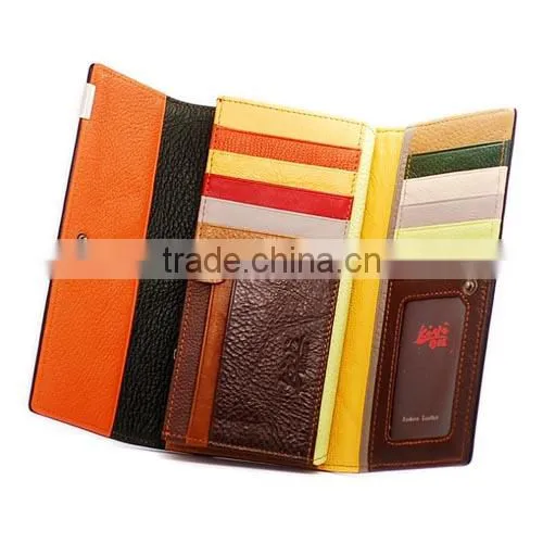Lady Woman New Design Genuine Cowhide Leather Long Wallet/Purse (BHW003)