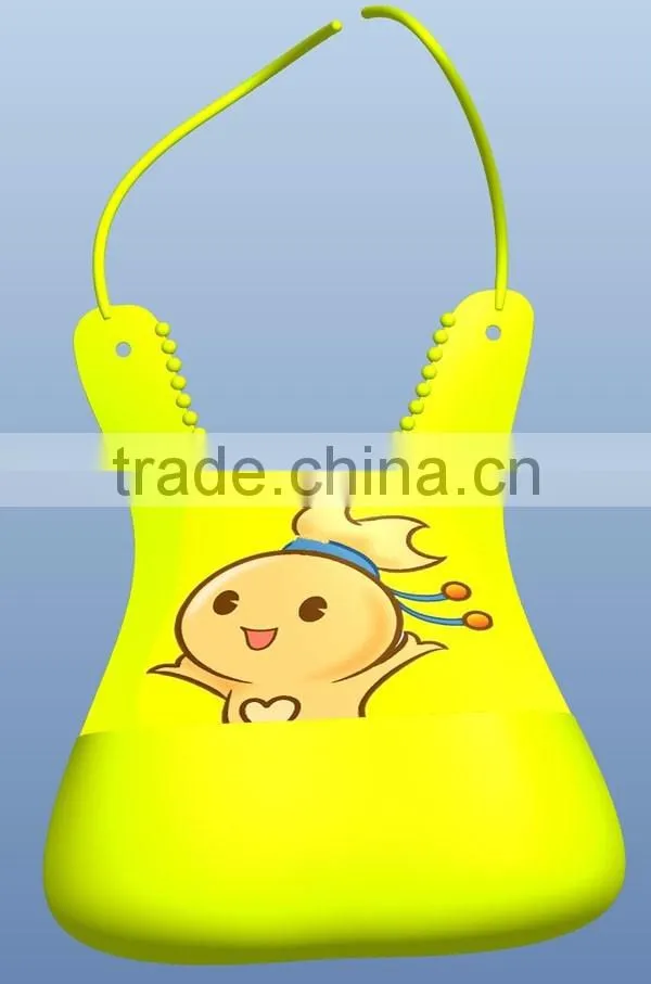 silicone baby waterproof soft bib apron pinafore feeding spill food collector holder
