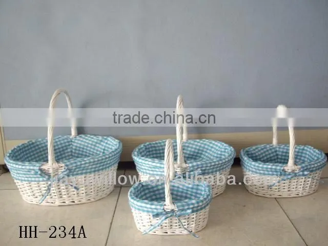 Flower Cotton Fabric willow baskets Wicker storage with handle