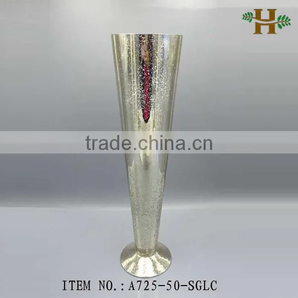 handblown tall silver trumpet glass vases