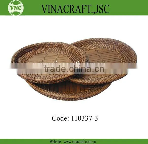 Green double wall woven bamboo basket
