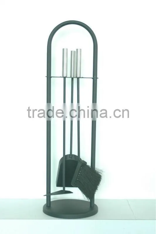 antique mechanical cast iron fireplace tools set