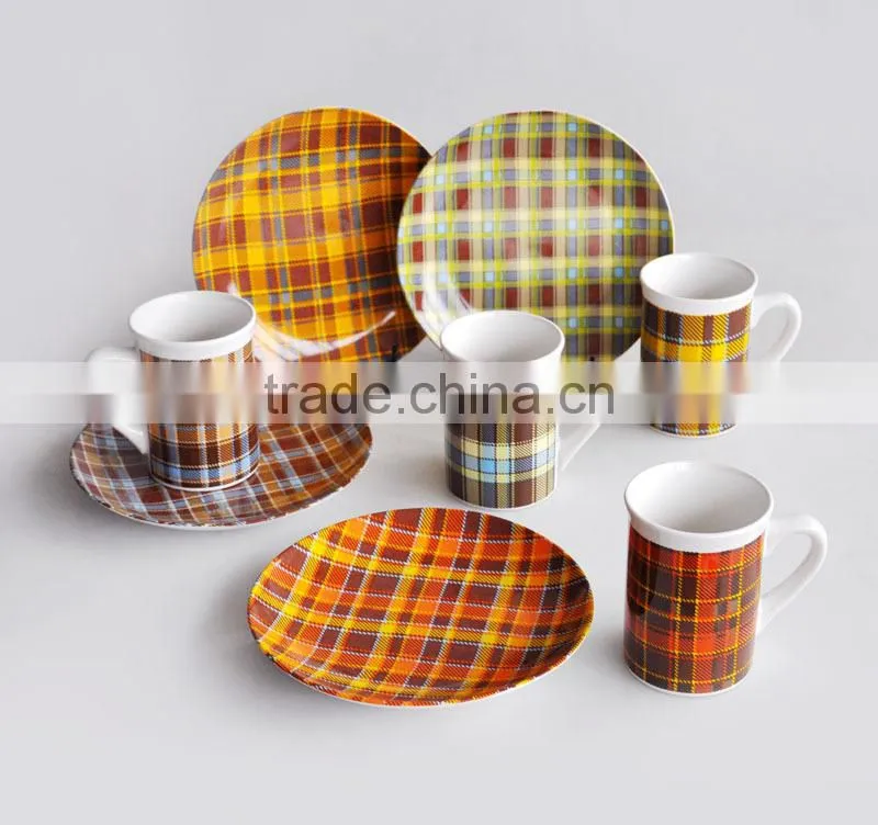 10"Round Shape Ceramic Pizza Plate with Customized Designs