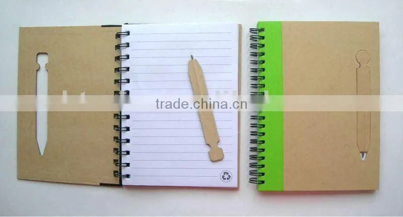 eco friendly notebook with ballpen