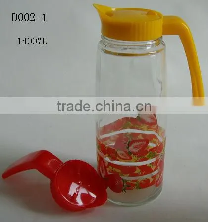 homeawre 1400ML glass juice bottle beer dispenser with handle/water bottle
