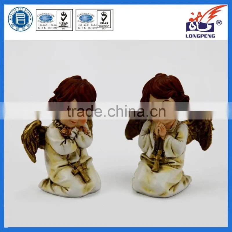 European Kneeling Poly Angel Statue for Home Decor