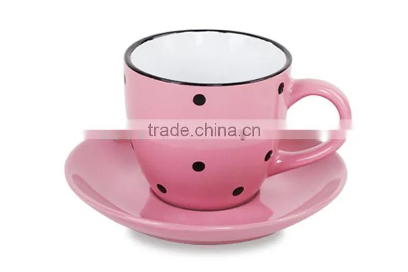 cheap 8oz tea cup and saucer green stoneware cup and saucer