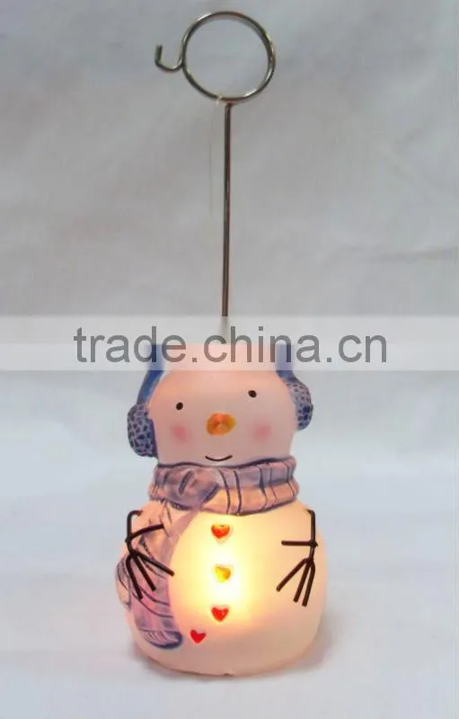 2014 Hot sales whosesales high quality LED Acrylic Snowman name card holder