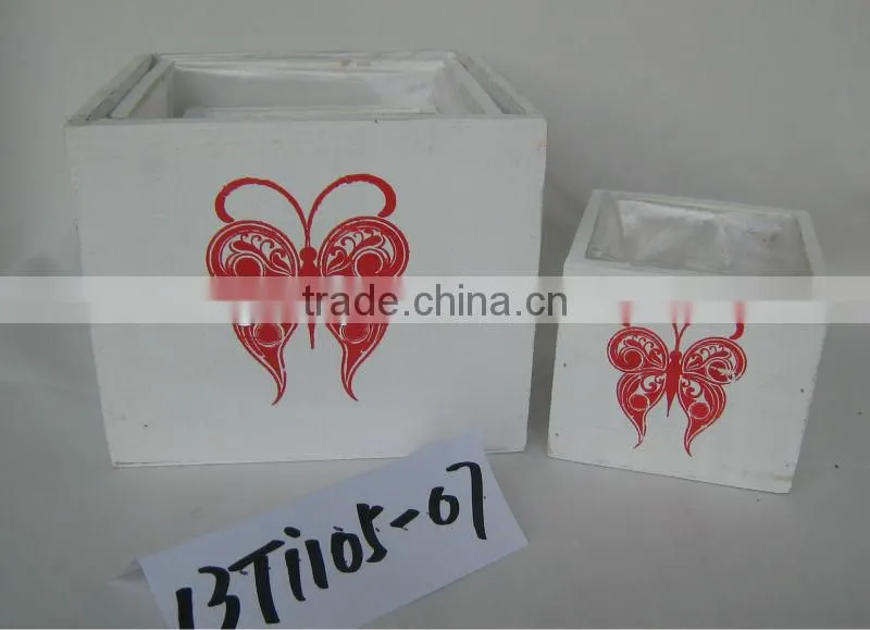 white wash samll indoor wooden flower pots