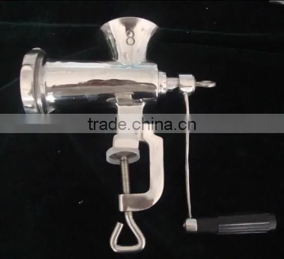 8# manual stainless steel meat mincer with clamp / professional mincer