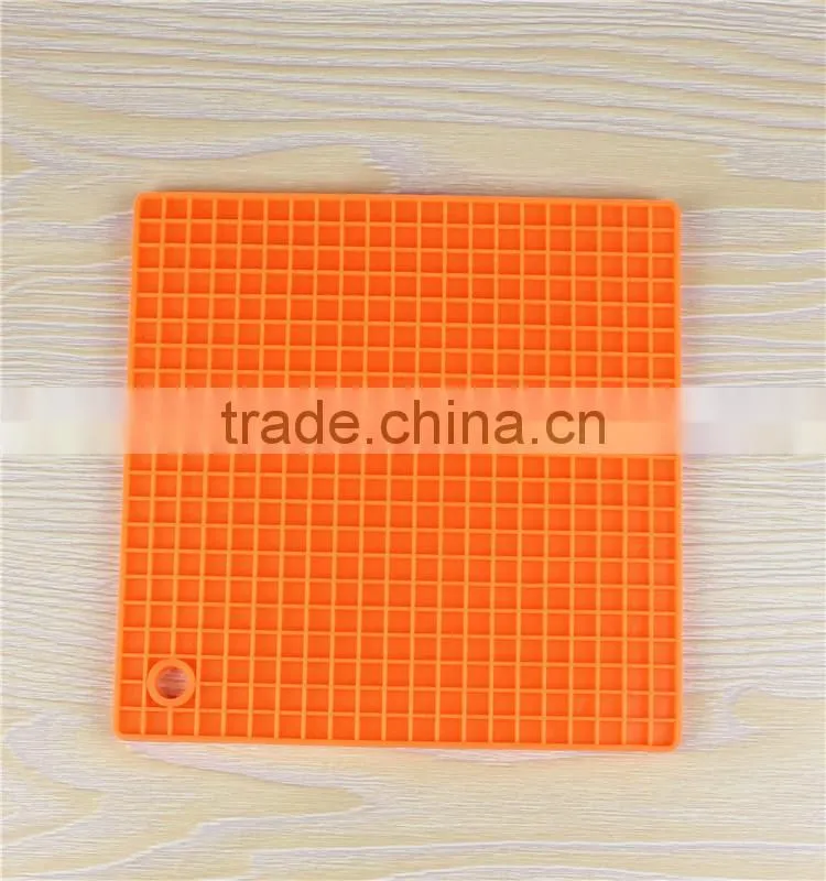 ZY-E3085 High quality flat square cup coaster orange silicone mat