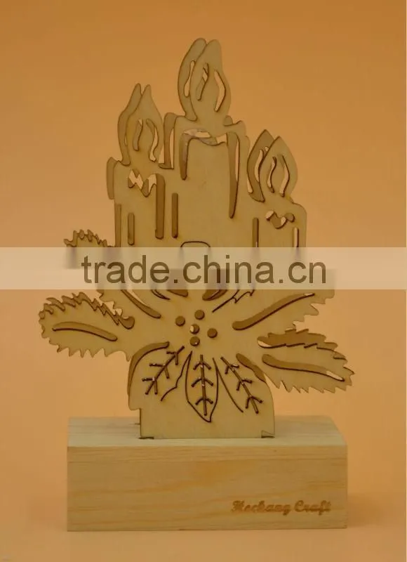 2015 newest top quality wooden Christmas decor gift with light