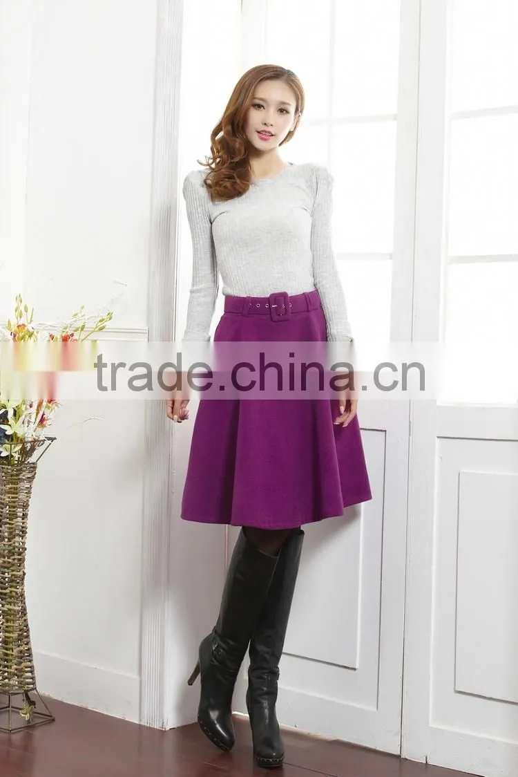 New arrival autumn winter wool skirt for women long skirt high waist pleated skirts women