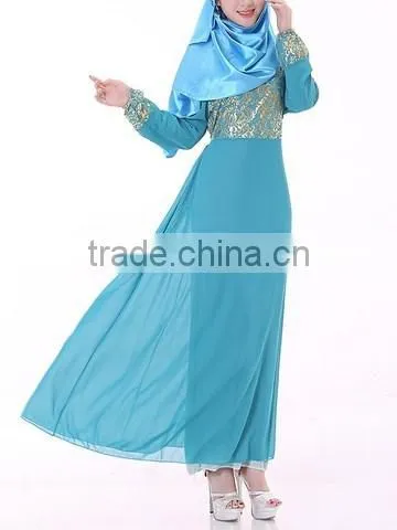Guangzhou Wholesale Clothing OEM Hijab Style Bright Front Long Sleeve Ten Colors Chiffon Jalabiya With Sash