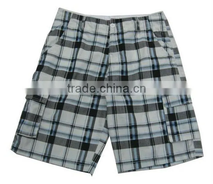 Popular BU-026 Mens T/C printing Check Shorts